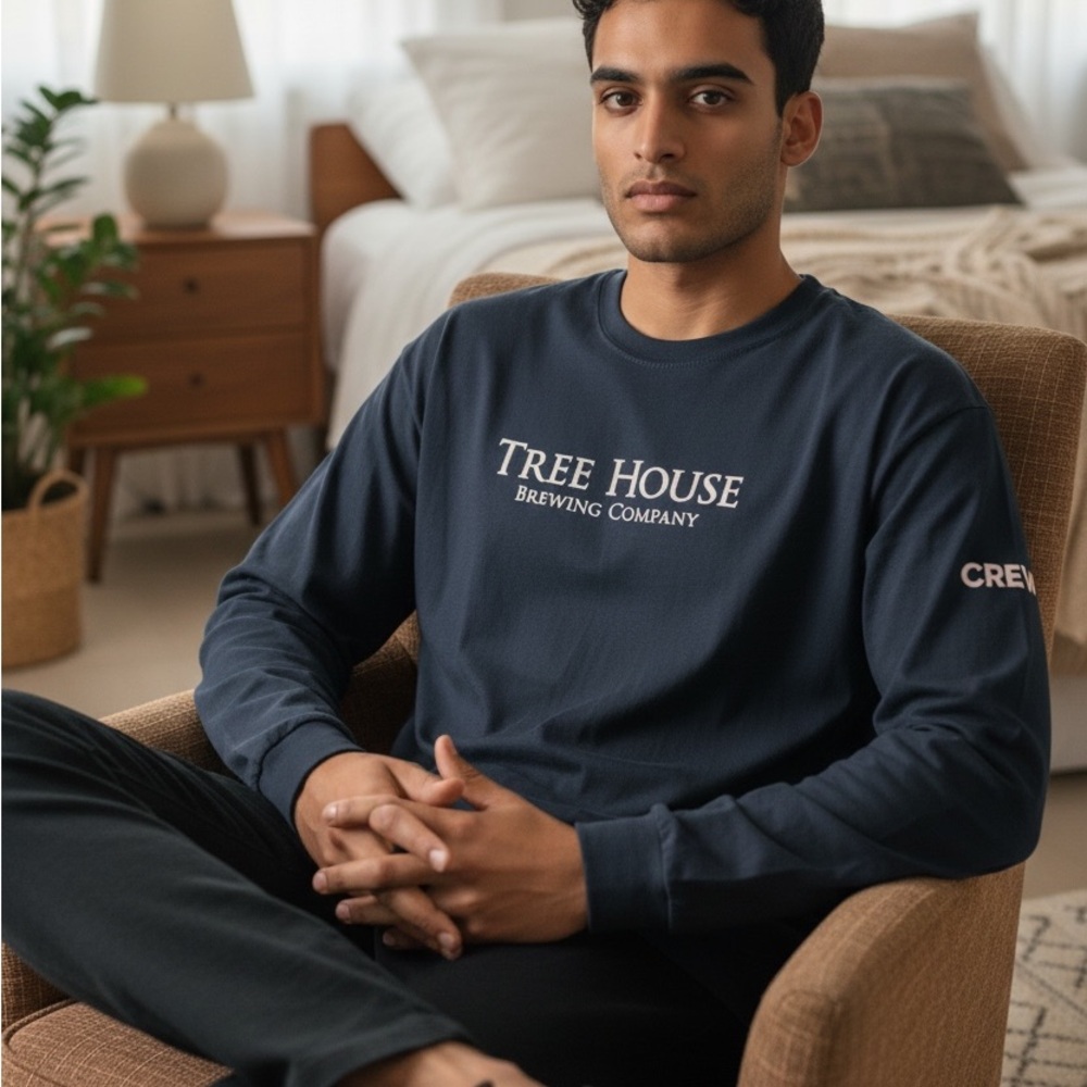 Treehouse Brewing Navy Blue Men's Long Sleeved Shirt- Size XXL